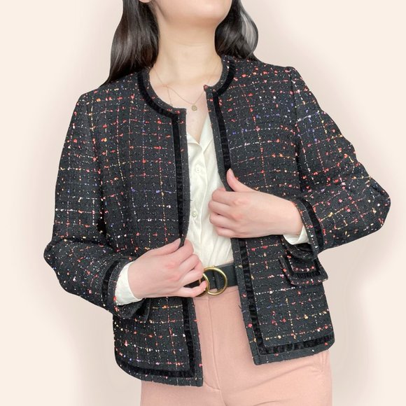 Vtg black blazer w/ sparkly thread - Picture 1 of 4